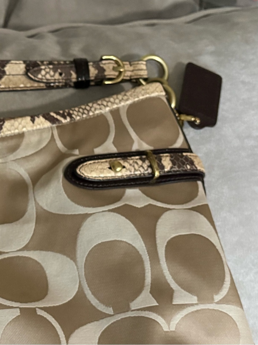 Coach Colette shoulder bag with gold hardware and snakeskin  accents